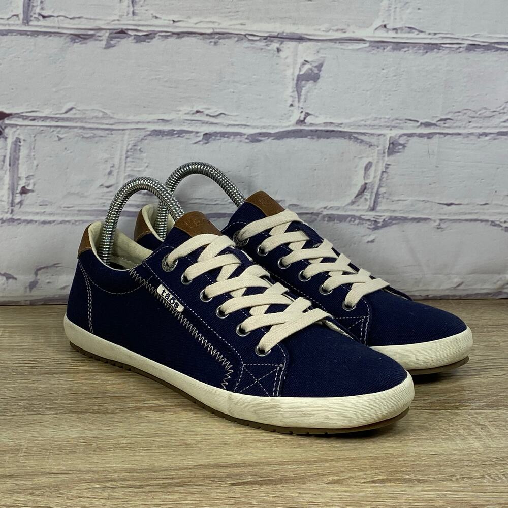 Taos Star Burst Navy Blue Canvas Sneakers Women's Size 8 Casual Lace Up Shoes